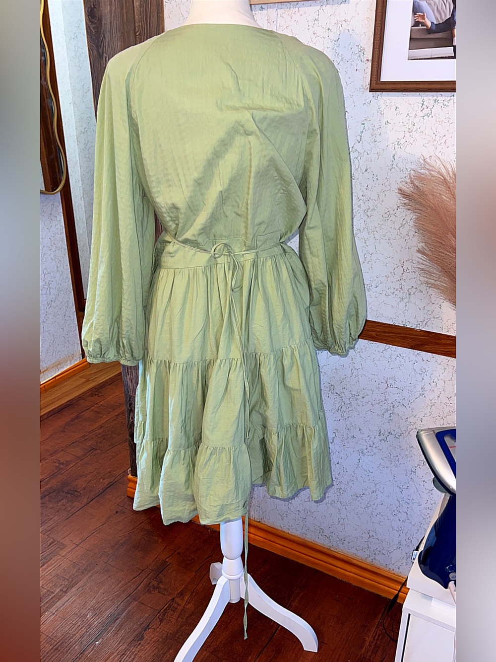 Gianni Bini Sage Green Wrap Tiered Maxi Dress XL - Picture 4 of 7